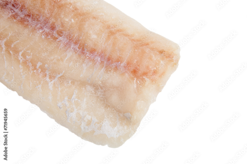 frozen cod fillets without skin isolated on white background frozen cod fillets without skin isolated on white background