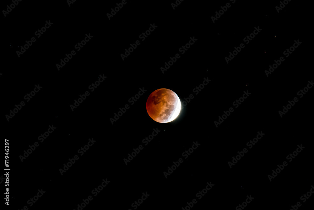 Blood Moon. Lunar eclipse as seen in the night sky on October 7 Blood Moon. Lunar eclipse as seen in the night sky on October 7