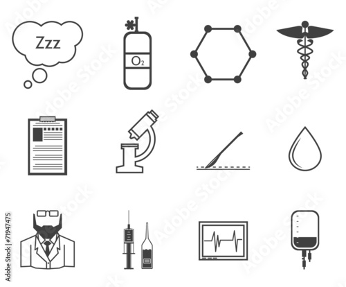 Obraz na płótnie Black vector icons for anesthesiology w salonie