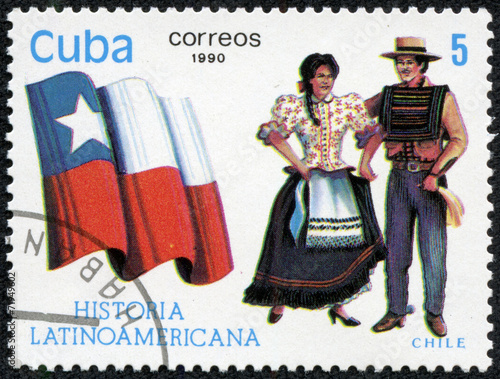 typical costume and flag of Bolivia