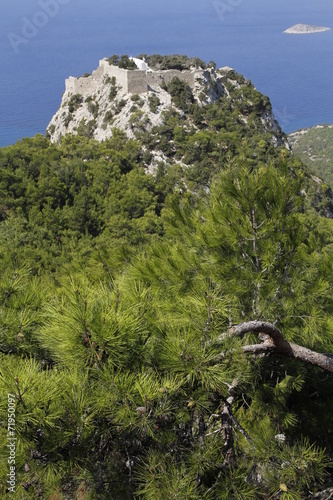 nice view on monolithos castle in rhodes greece
