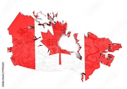 Map of Canada with flag colors