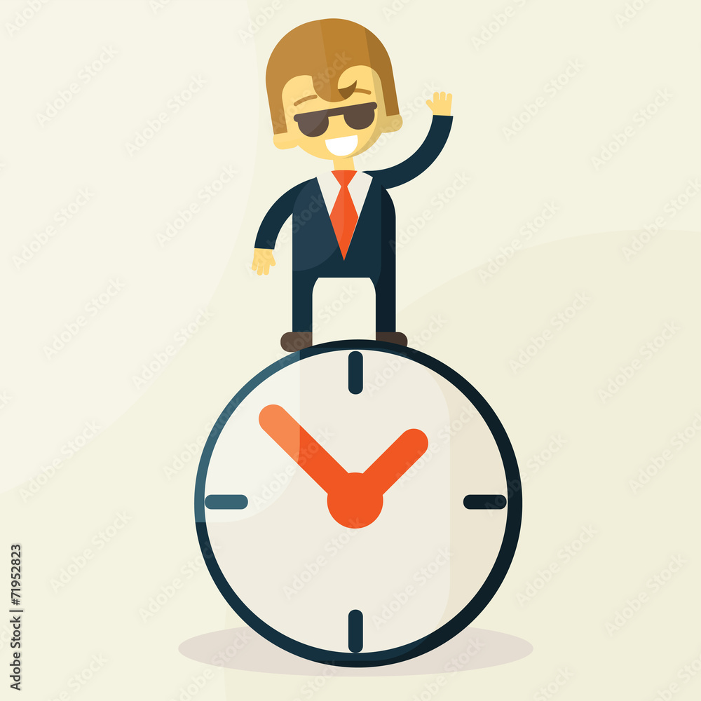 Businessman  with time, business concept in busy and hard