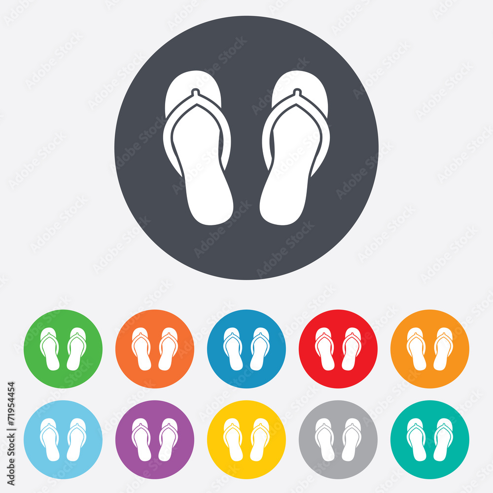 Flip-flops sign icon. Beach shoes. Flip-flops sign icon. Beach shoes.