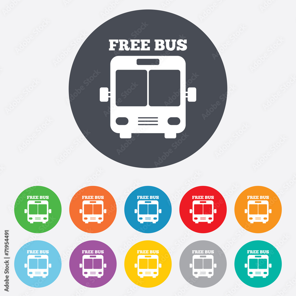Bus free sign icon. Public transport symbol. Bus free sign icon. Public transport symbol.
