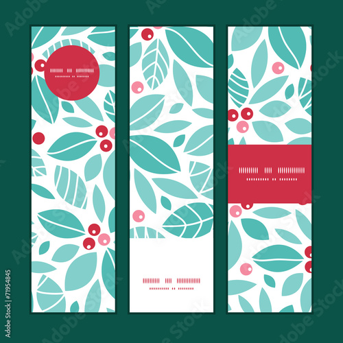 Vector christmas holly berries vertical banners set pattern