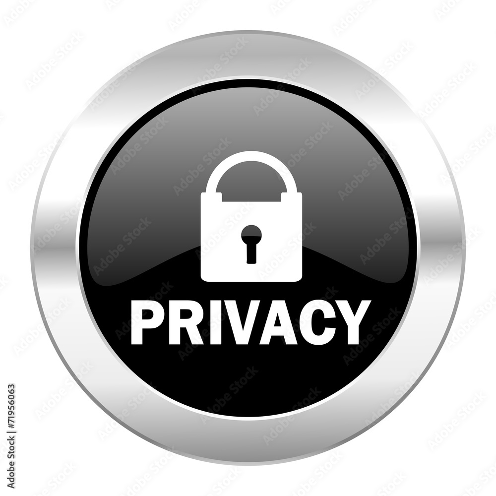 privacy black circle glossy chrome icon isolated privacy black circle glossy chrome icon isolated