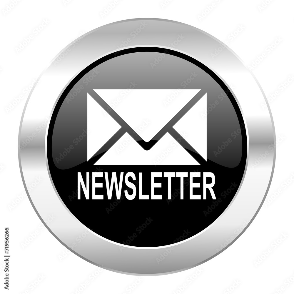 newsletter black circle glossy chrome icon isolated newsletter black circle glossy chrome icon isolated