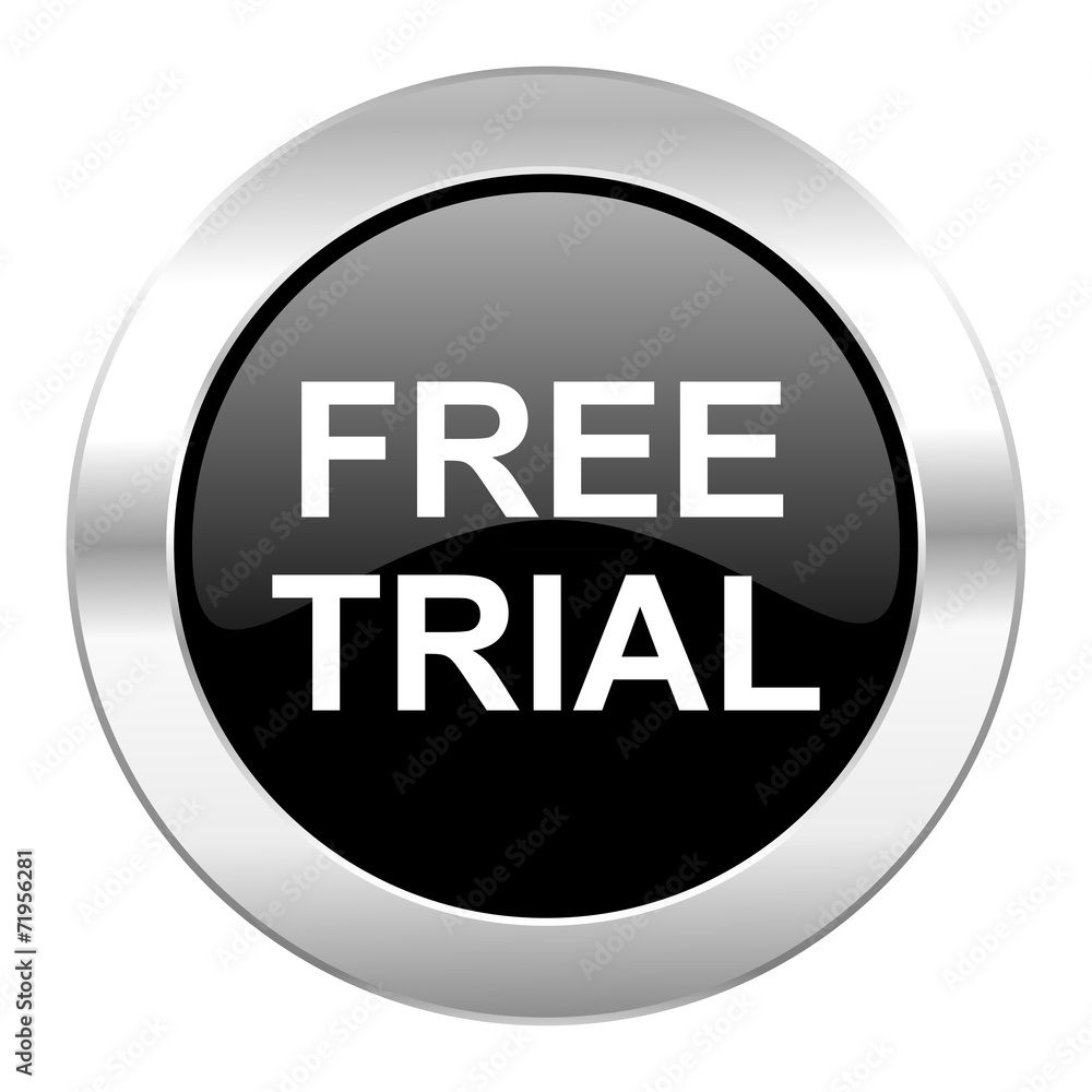 free trial black circle glossy chrome icon isolated free trial black circle glossy chrome icon isolated