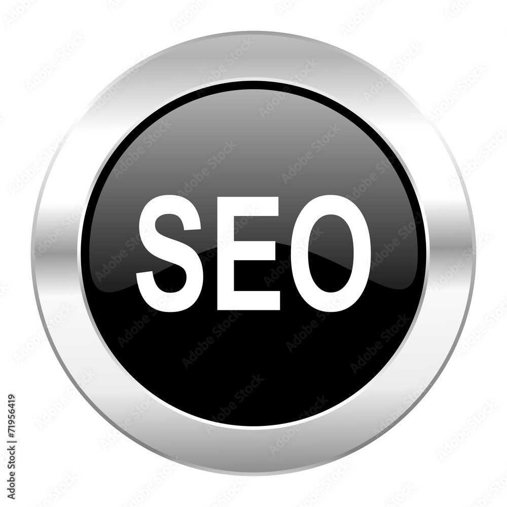 seo black circle glossy chrome icon isolated seo black circle glossy chrome icon isolated