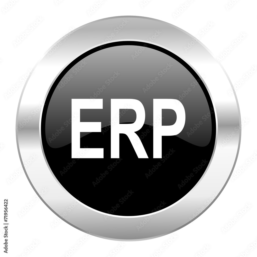 erp black circle glossy chrome icon isolated erp black circle glossy chrome icon isolated