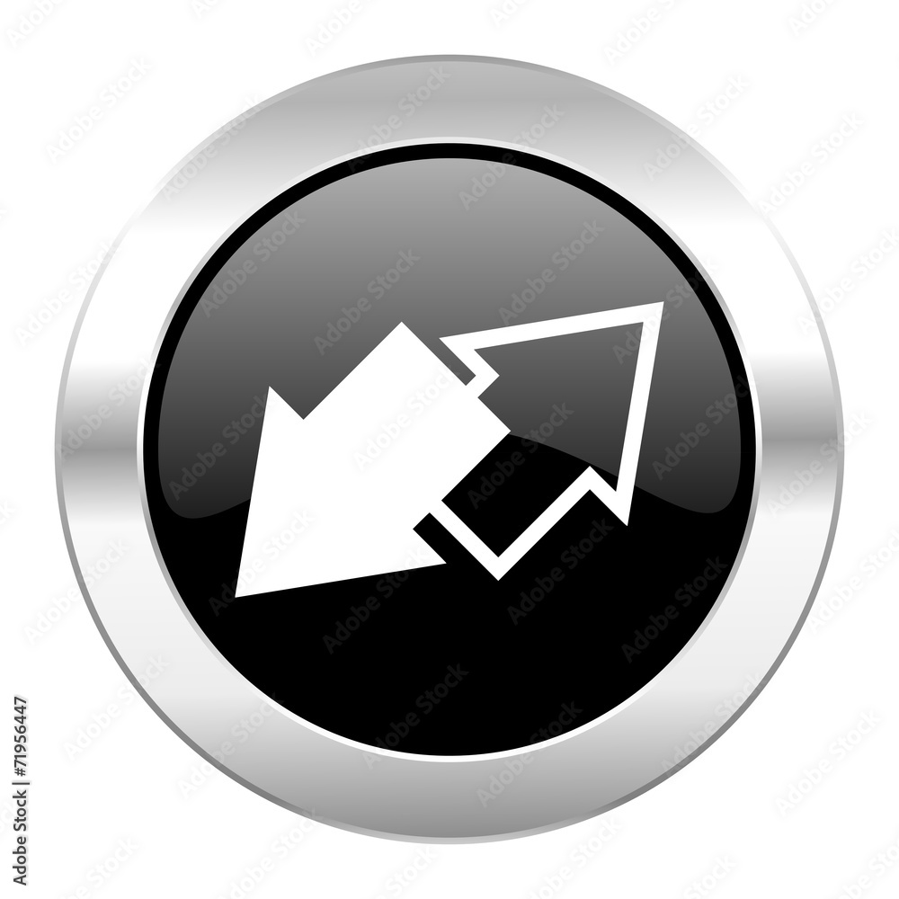 exchange black circle glossy chrome icon isolated exchange black circle glossy chrome icon isolated