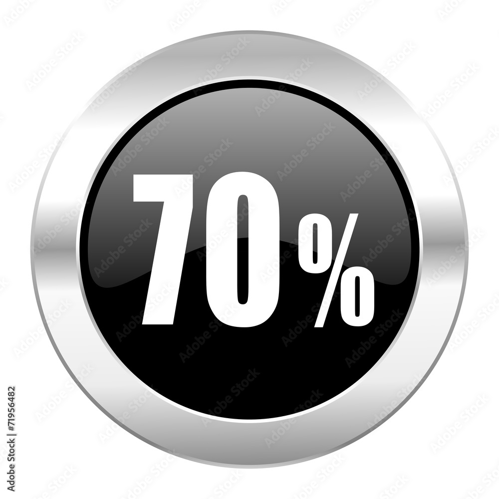 70 percent black circle glossy chrome icon isolated 70 percent black circle glossy chrome icon isolated