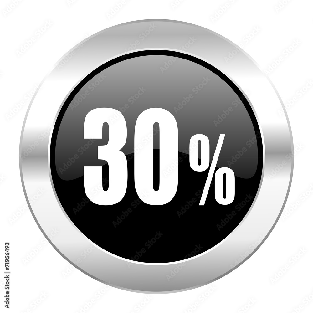 30 percent black circle glossy chrome icon isolated 30 percent black circle glossy chrome icon isolated