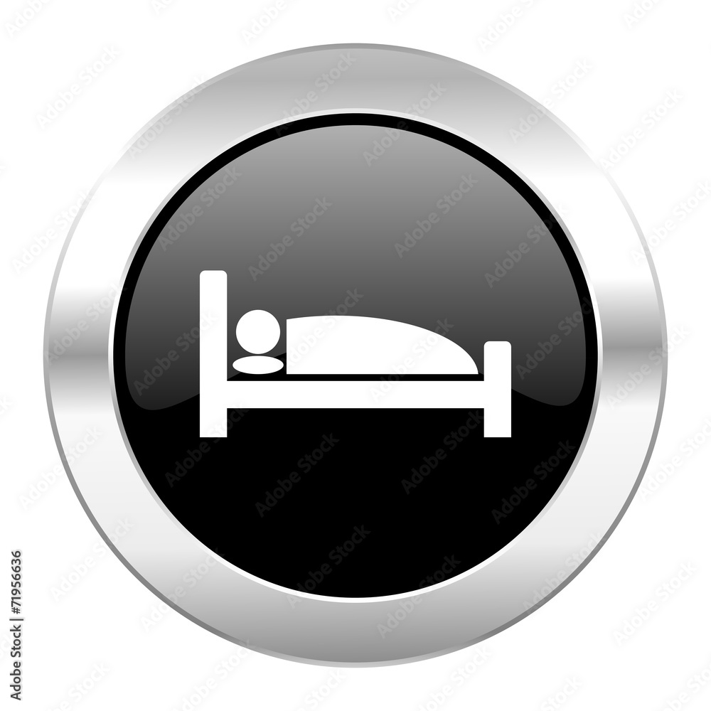 hotel black circle glossy chrome icon isolated hotel black circle glossy chrome icon isolated