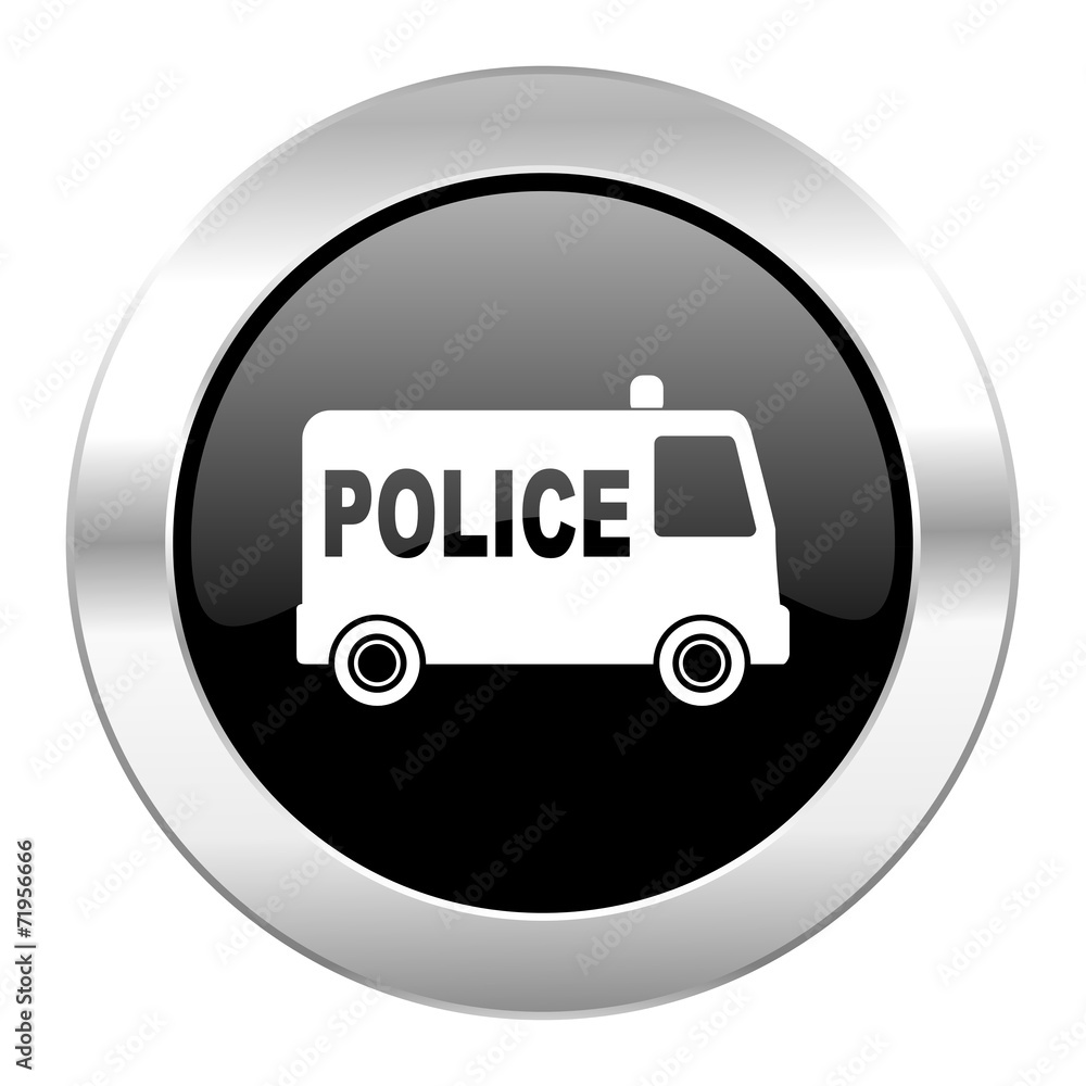 police black circle glossy chrome icon isolated police black circle glossy chrome icon isolated