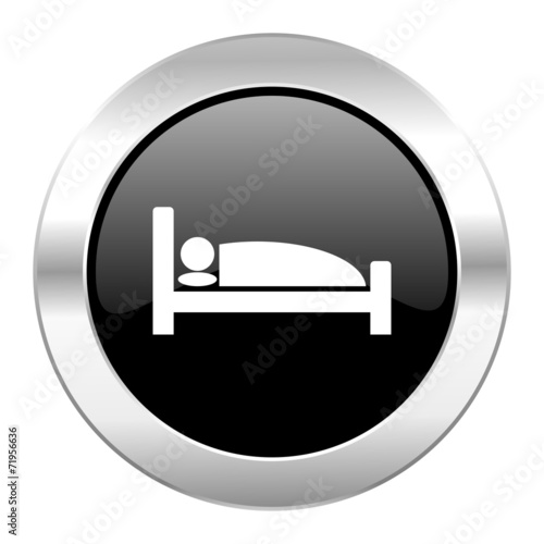 hotel black circle glossy chrome icon isolated