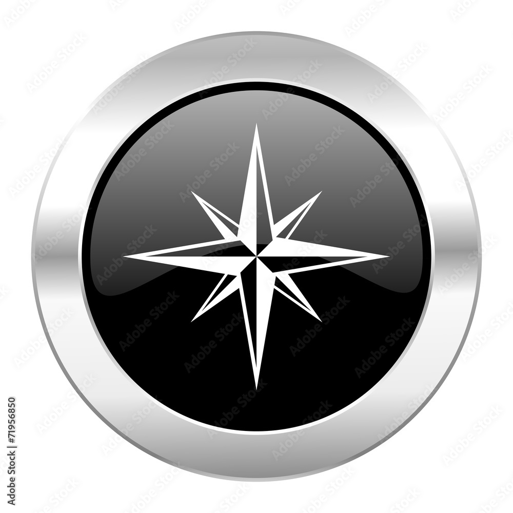 compass black circle glossy chrome icon isolated compass black circle glossy chrome icon isolated