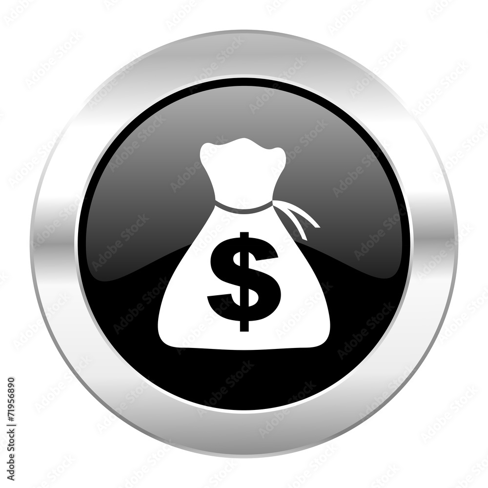 money black circle glossy chrome icon isolated money black circle glossy chrome icon isolated