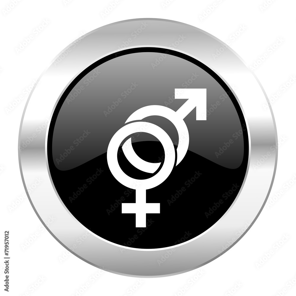 sex black circle glossy chrome icon isolated sex black circle glossy chrome icon isolated