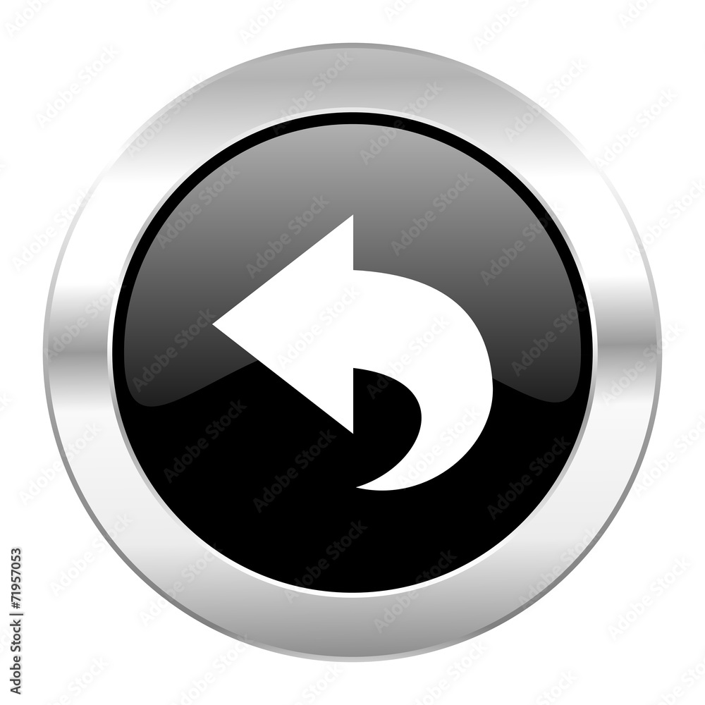 back black circle glossy chrome icon isolated back black circle glossy chrome icon isolated