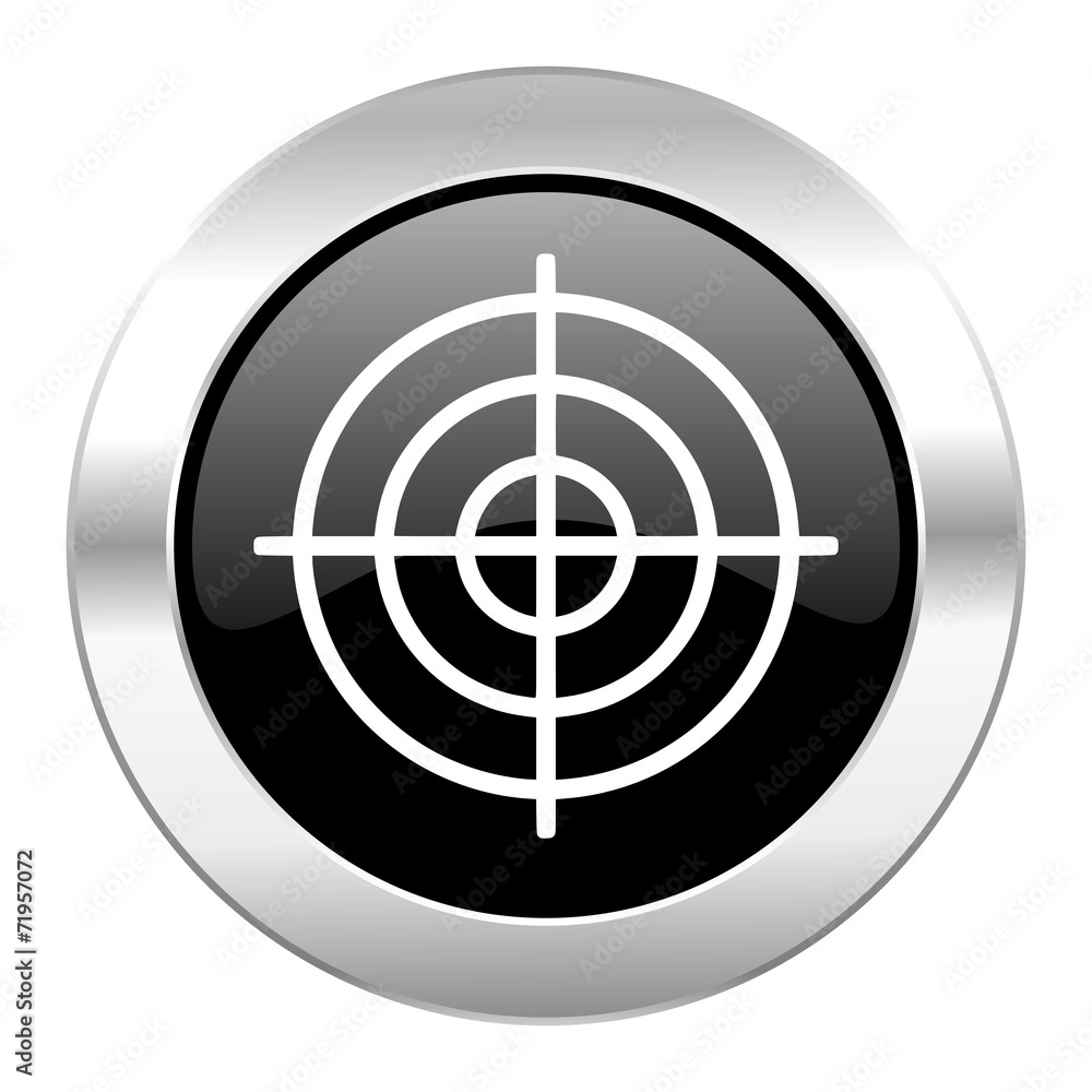 target black circle glossy chrome icon isolated target black circle glossy chrome icon isolated