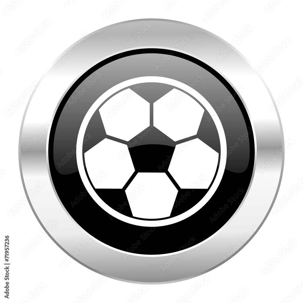 soccer black circle glossy chrome icon isolated soccer black circle glossy chrome icon isolated