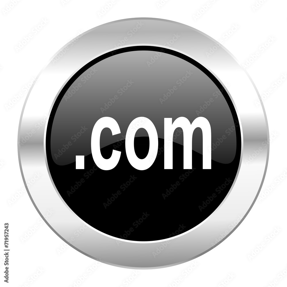 com black circle glossy chrome icon isolated com black circle glossy chrome icon isolated
