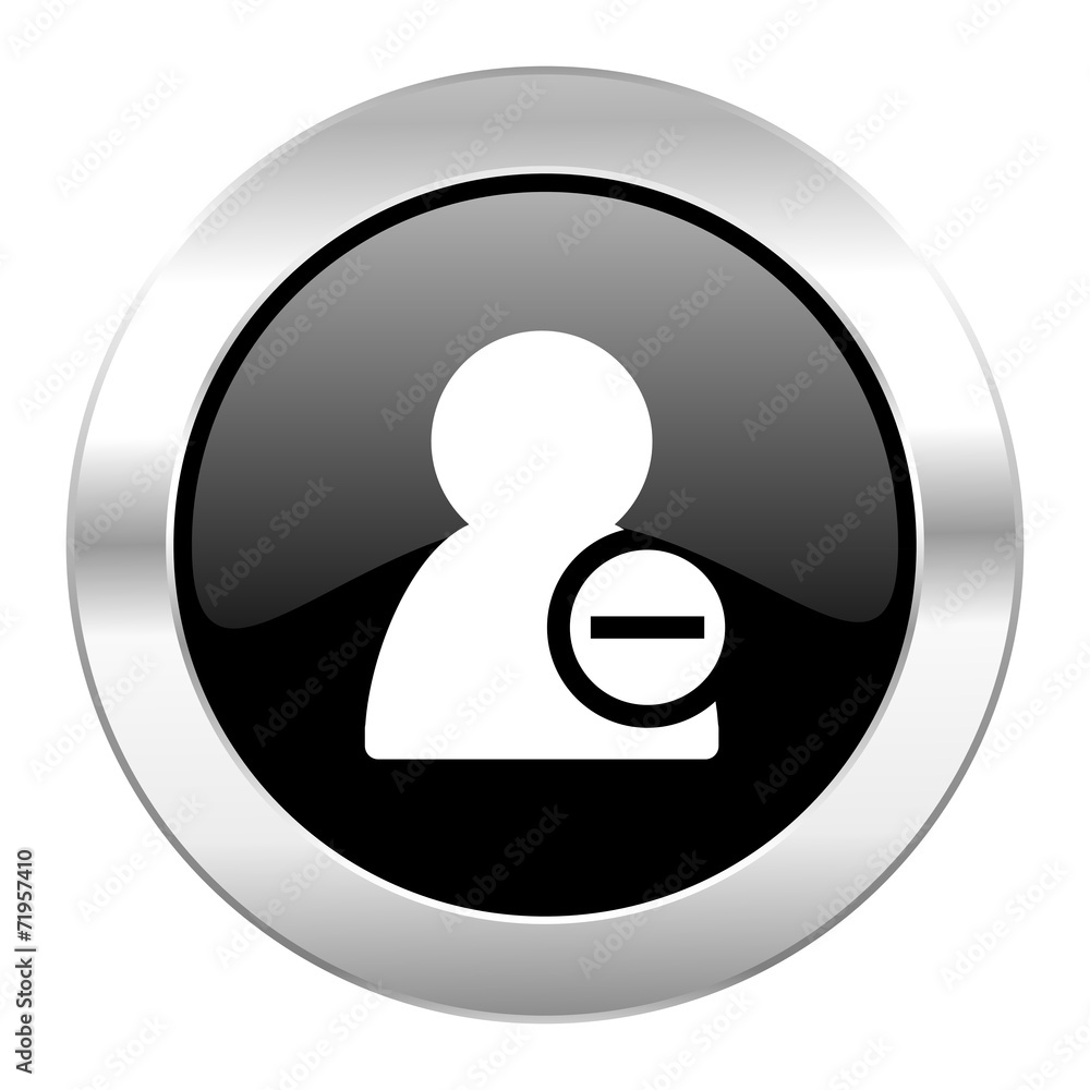 remove contact black circle glossy chrome icon isolated remove contact black circle glossy chrome icon isolated