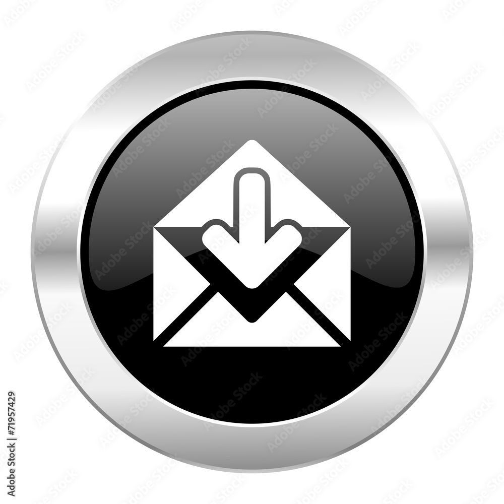 email black circle glossy chrome icon isolated email black circle glossy chrome icon isolated