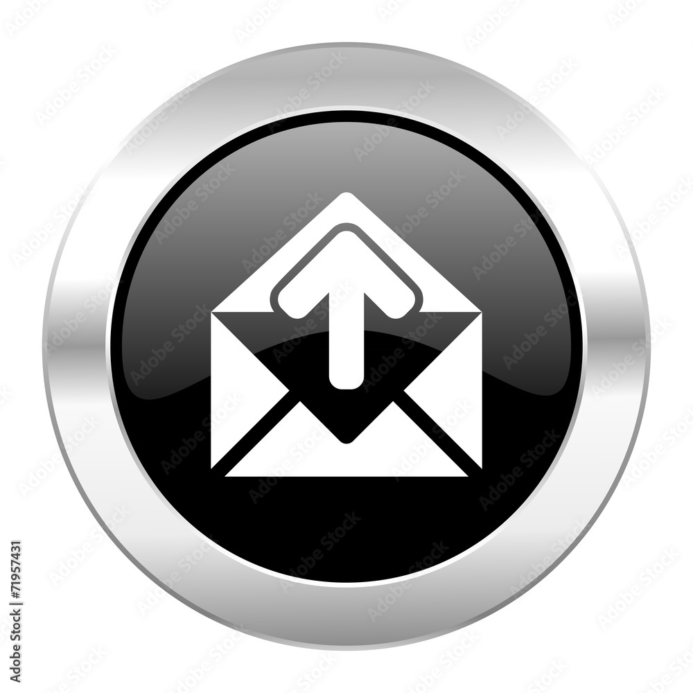 email black circle glossy chrome icon isolated email black circle glossy chrome icon isolated