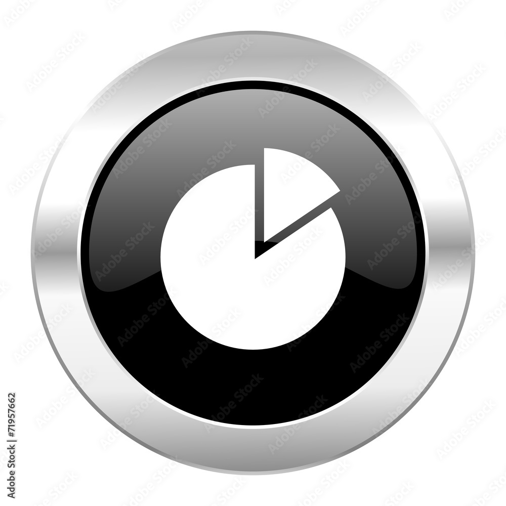 chart black circle glossy chrome icon isolated chart black circle glossy chrome icon isolated