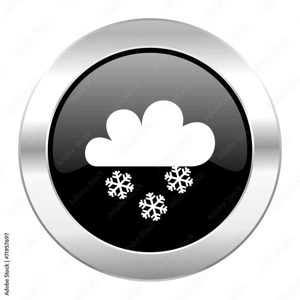 snowing black circle glossy chrome icon isolated snowing black circle glossy chrome icon isolated