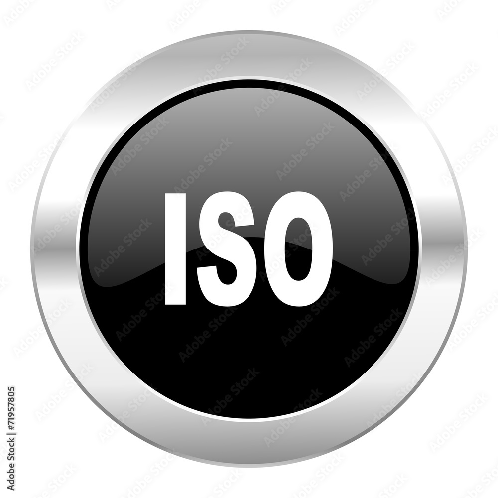 iso black circle glossy chrome icon isolated iso black circle glossy chrome icon isolated