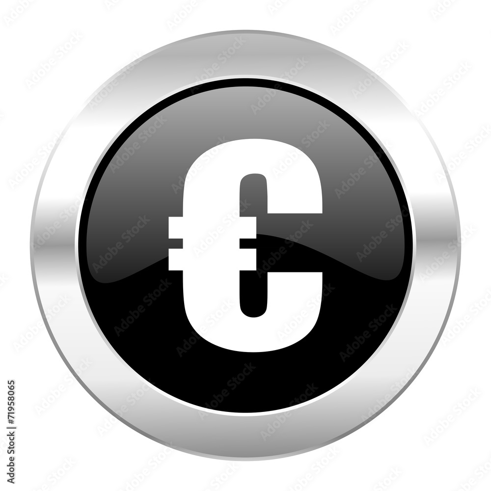 euro black circle glossy chrome icon isolated euro black circle glossy chrome icon isolated
