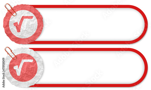 two buttons with texture crumpled paper and radix