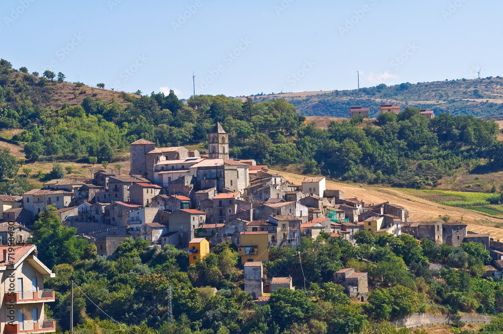 Panoramic view of Cancellara. Basilicata. Italy.