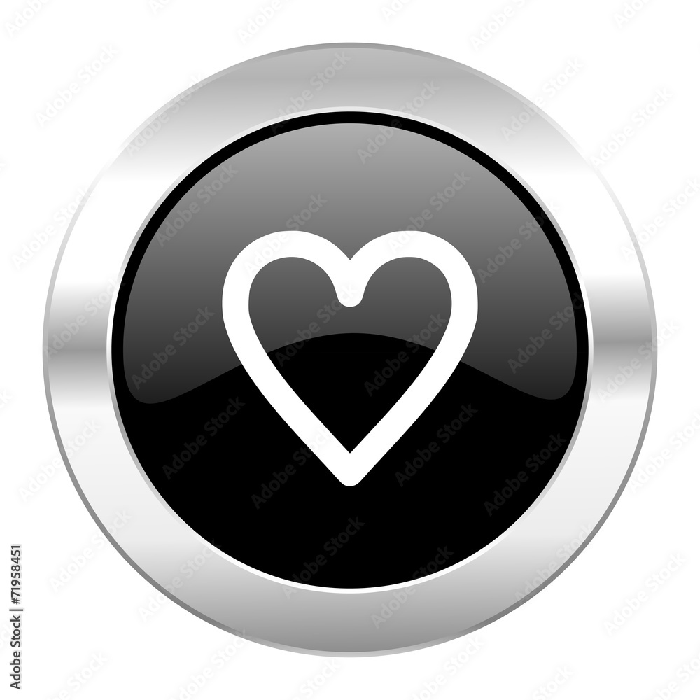heart black circle glossy chrome icon isolated heart black circle glossy chrome icon isolated
