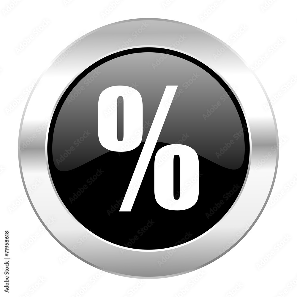 percent black circle glossy chrome icon isolated percent black circle glossy chrome icon isolated