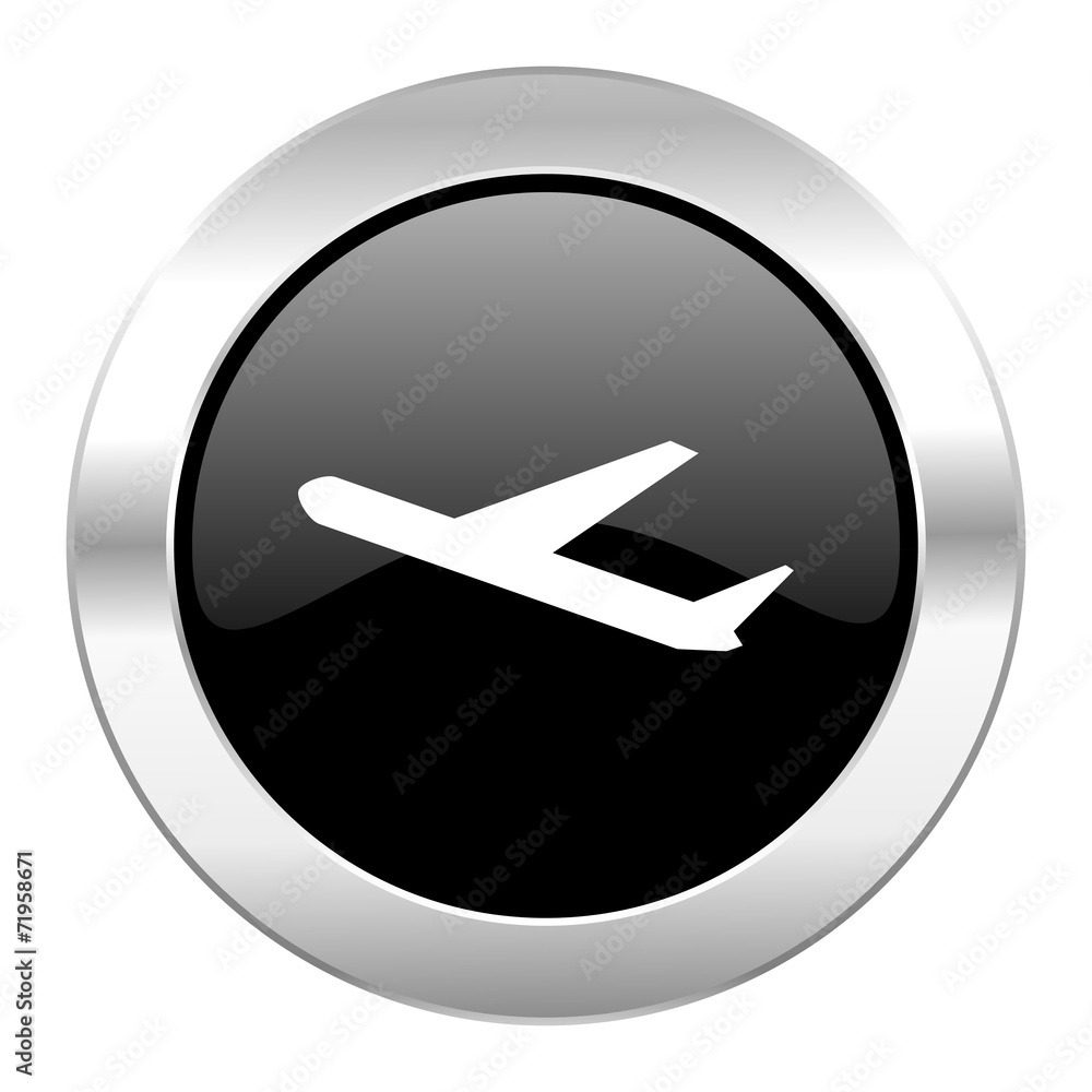 deparures black circle glossy chrome icon isolated deparures black circle glossy chrome icon isolated