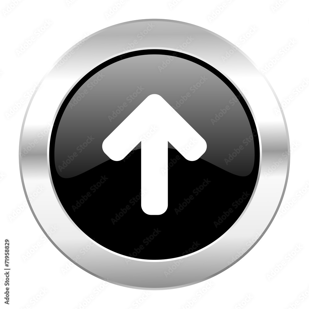 up arrow black circle glossy chrome icon isolated up arrow black circle glossy chrome icon isolated