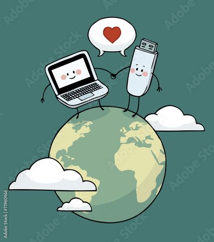 Laptop and pen drive in love