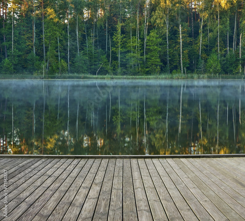 Pier with calm lake