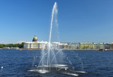 fountain on the Neva River, Saint Petersburg, Russia