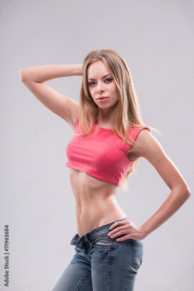 Wonderful woman wearing jeans Wonderful woman wearing jeans