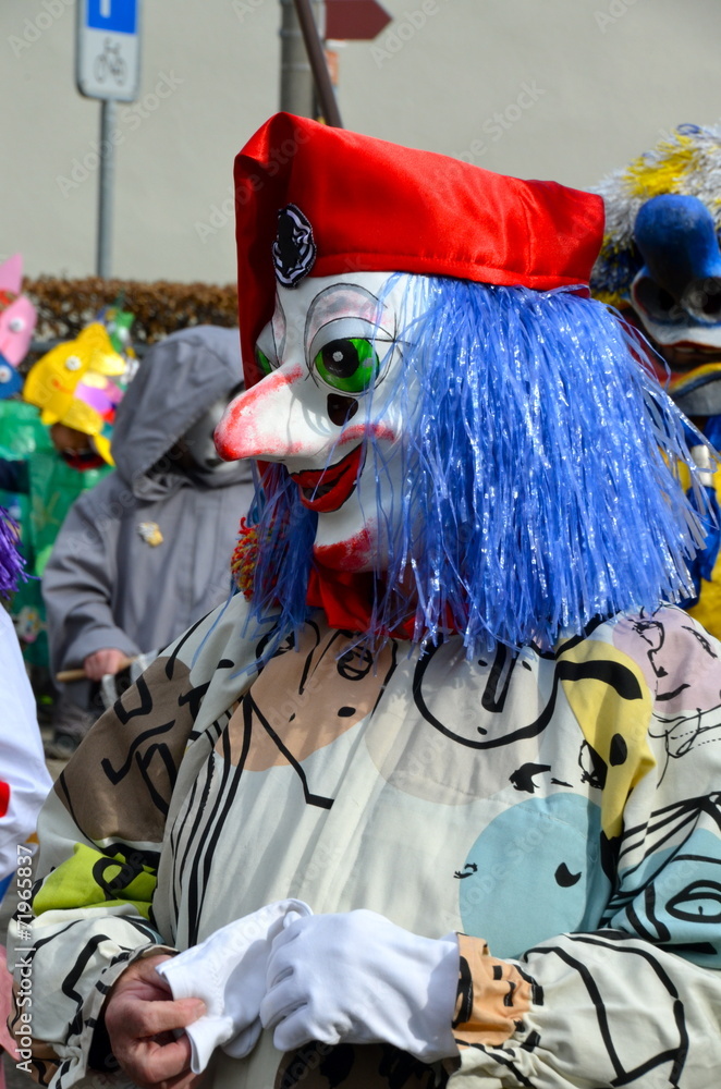 Colourful parade of carnival masks in Riehen, Switzerland