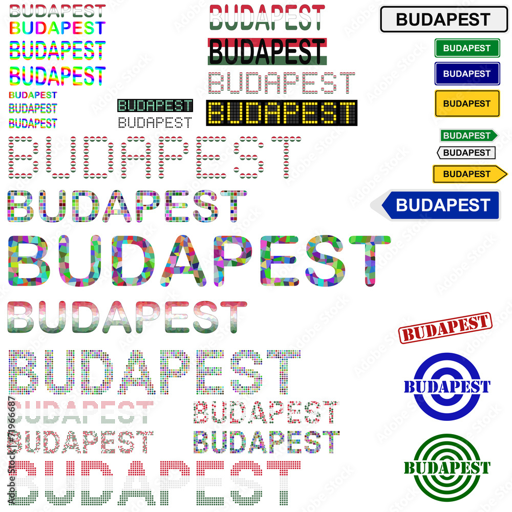 Budapest text design set Budapest text design set