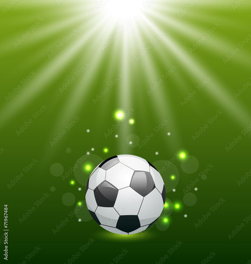 Football background with ball and light effect