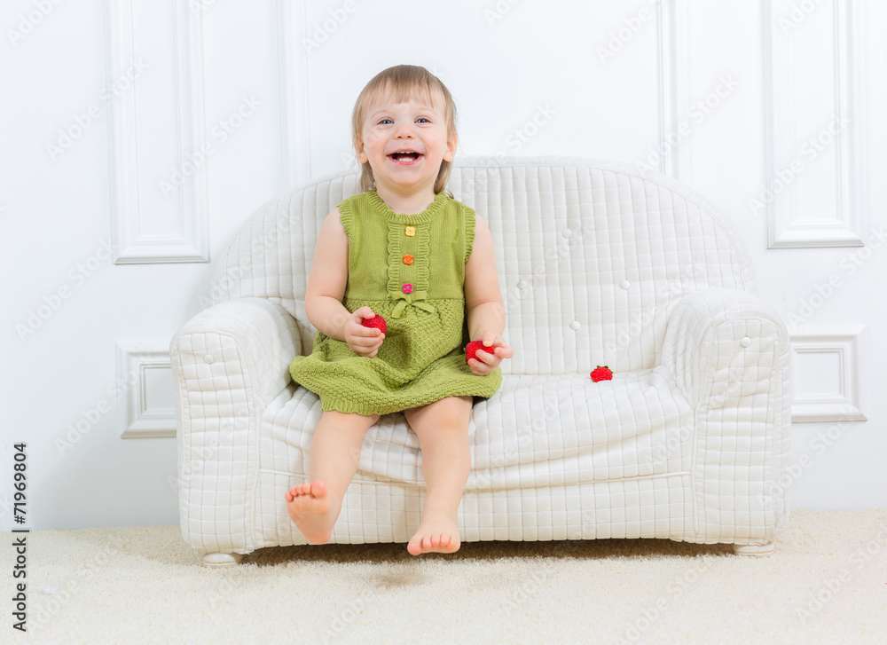 Fototapeta premium cute happy little girl at home