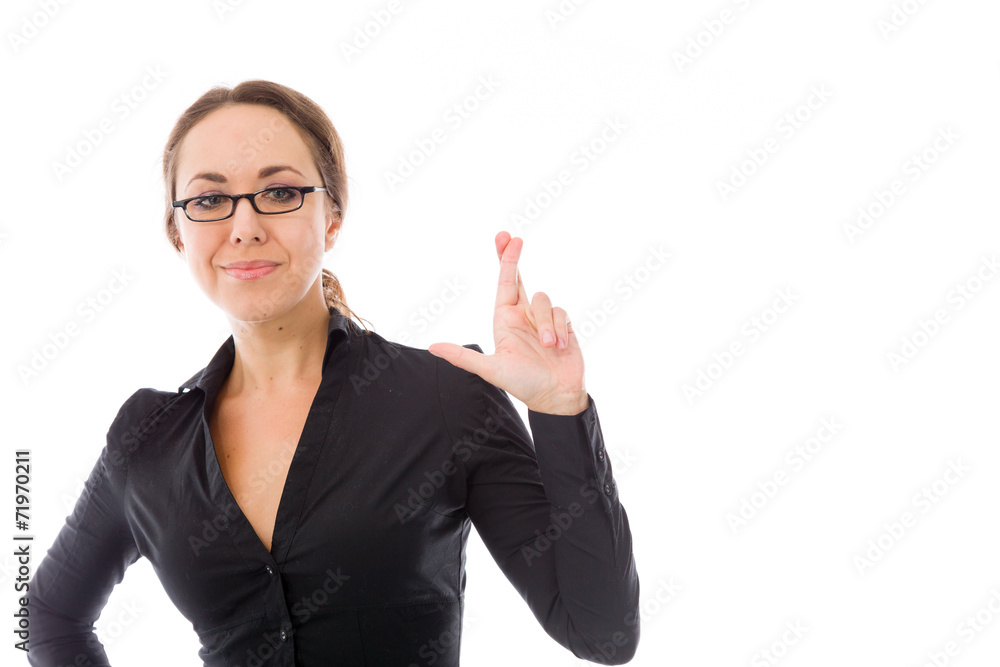 model isolated with fingers crossed for luck model isolated with fingers crossed for luck